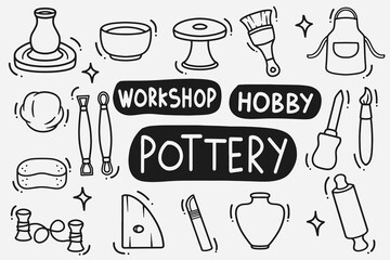 set of pottery doodle good for background, wallpaper, element design, icon, etc