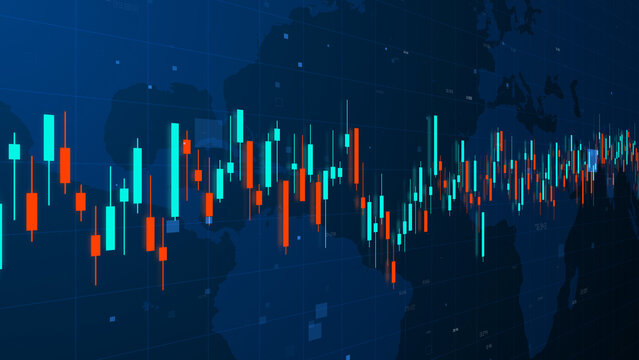 World Trade Candlestick Chart financial technology digital stock candlestick graph background 