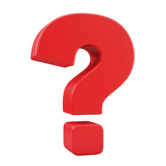 Red question mark symbol isolated on transparent background