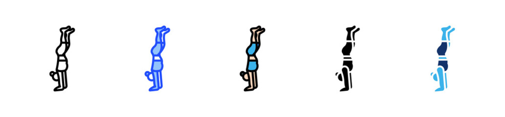 Handstand Yoga Icon Collection With Multiple Styles