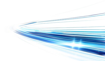 Blue light streaks curve, speed, motion, abstract background, technology concept