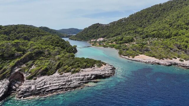 Drone aerial view mljet national park croatia balkan country balkans adriatic sea