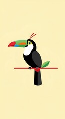 Fototapeta premium Vibrant Toucan Vertical Portrait Wallpaper A Tropical Bird Illustration