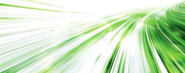 Obraz premium Abstract green speed lines, digital art, white background, website banner