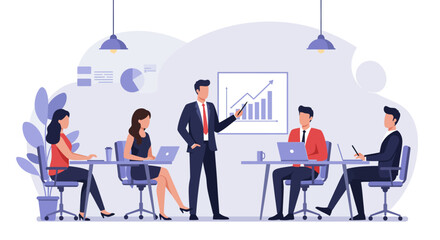 Obraz premium Business Team Meeting with Presentation and Laptops