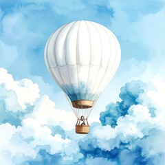 Fototapeta premium Hot Air Balloon Ascending Cloudy Sky