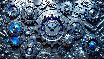 Gears and cogs clock wall decor