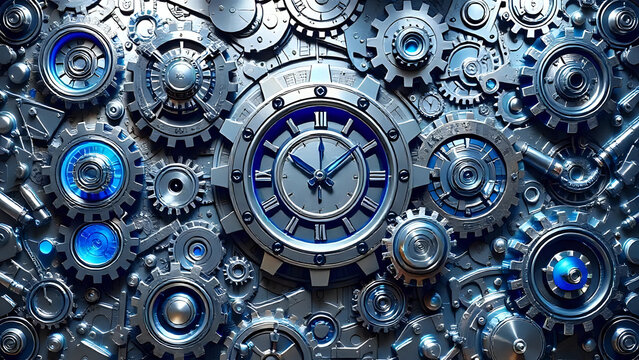 Gears and cogs clock wall decor