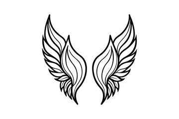 Stylized angel wings silhouette isolated on white background