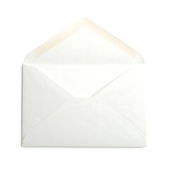 A blank white envelope, slightly opened, showing a crisp, clean interior