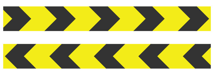 Yellow and black caution tape with arrow patterns, warning and safety barrier for construction, danger, and hazard zones. Ideal for safety signage, construction zones, restricted areas. eps 10