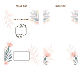 Fototapeta premium Elegant Floral Wedding Invitation Template with Front and Back Design