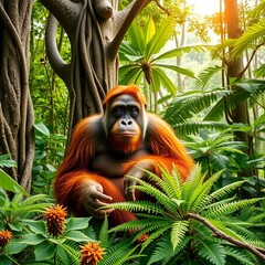 Obraz premium animal, utan, borneo, wildlife, mammal, baby, 