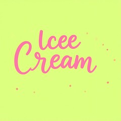 Obraz premium Pink Ice Cream Text on Green Background