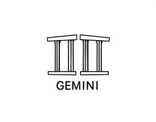 Minimalist Gemini zodiac sign; two columns