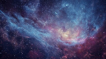 Fototapeta premium Vast cosmic nebula, swirling hues of deep space