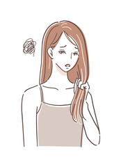 白髪に悩む女性のイラスト素材