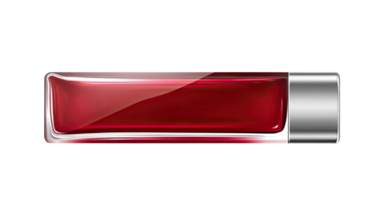 rectangular lip gloss bottle with shiny silver cap on white background