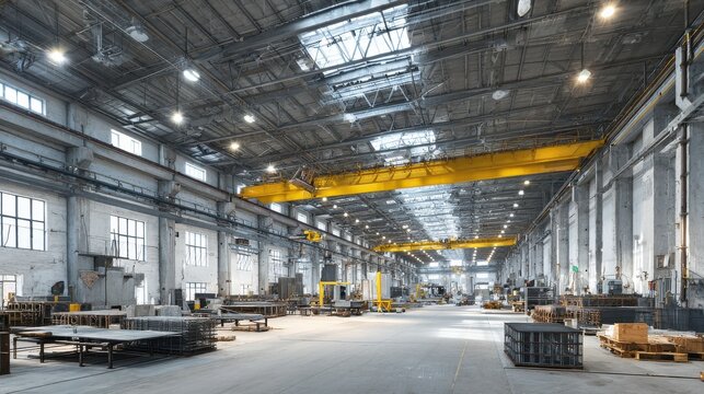 precast concrete factory interior production hall workshop gantry crane mold macro clean organized studio - Powered by Adobe