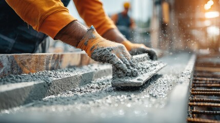 precast concrete casting pour form rebar vibration table trowel closeup process documentary industrial studio