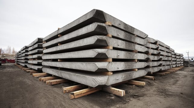 precast concrete piles prestressed stacked anchors lifting chamfered pattern outdoor product catalog industrial clean