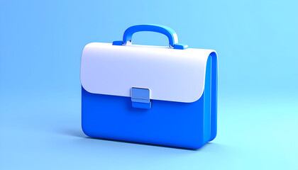 Blue and white modern briefcase symbolizing business and professionalism.