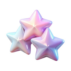 Obraz premium 3d iridescent stars in a pile isolated on transparent background