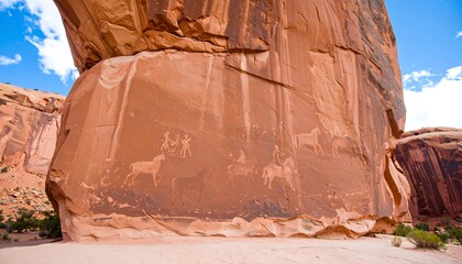 Rock face with ancient petroglyphs