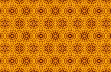 Golden Geometric Pattern A repeating design of intricate floral-like shapes with warm hues, perfect for backgrounds, textiles, or decorative applications