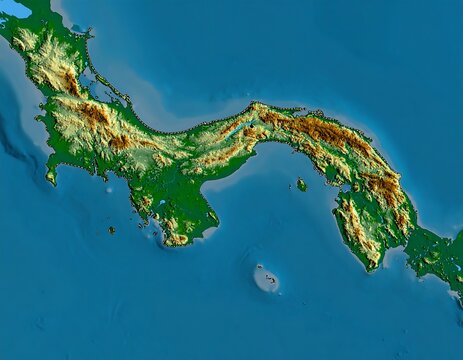Topographic map of Panama
