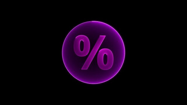 persent icon on black background. Animation background for business and finance content.