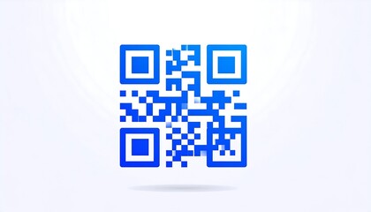 Abstract blue QR code design, digitally rendered, slightly blurred