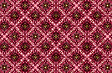 Geometric Pattern in Red, Pink, and Gold A repeating diamond design perfect for backgrounds, textiles, and design projects, inspired by cultural motifs