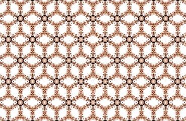 Seamless vintage textile pattern with floral and geometric motifs in brown and beige hues