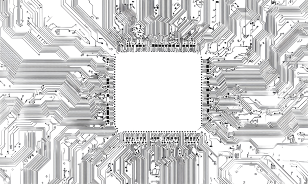 Abstract circuit board pattern with central void - Powered by Adobe