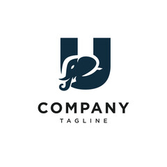 Letter U Elephant Head Logo Icon Vector
