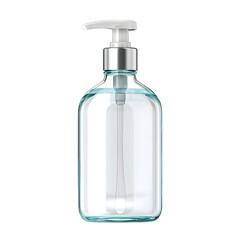 Elegant Clear Glass Dispenser Bottle with Silver Accents and White Pump.