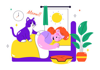 Morning Rituals Vector Illustration featuring People Doing Their Morning Routines and Practicing Healthy Lifestyle Habits in a Style Background