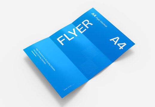 A4 Trifold Flyer Mockup with a Folded Layout
