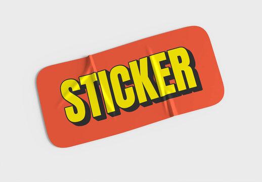 Wrinkled Sticker Mockup