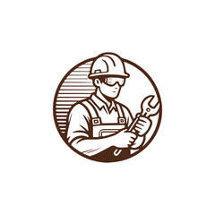 Construction logo with vintage industrial style, symbolizing strength, durability, and timeless craftsmanship.