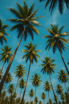 Palm Trees Against a Bright Blue Sky