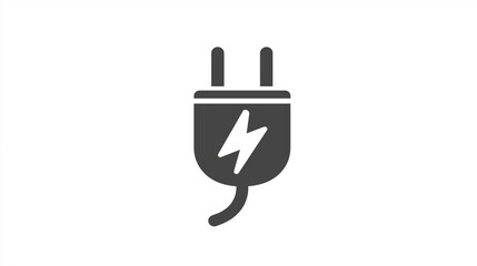 Obraz premium Grey Plug with Lightning Bolt Icon for Energy Branding, Electrical Design, Power - Themed Graphics