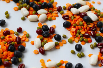 Colorful mixed beans and lentils, packed with plant-based protein and fiber
