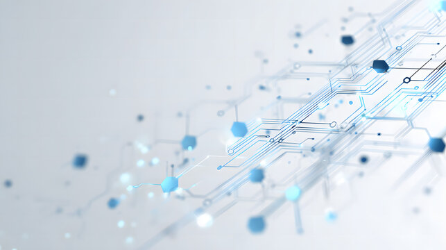 Abstract digital data network with futuristic blue connections