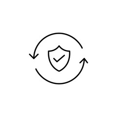 Verified update, trusted refresh, secure synchronization, approved renewal. Pixel perfect, editable stroke vector icon