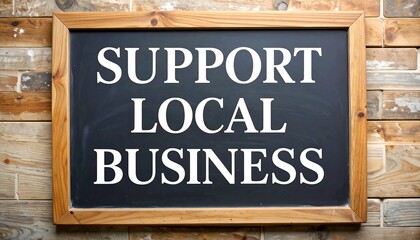 Fototapeta premium Support local businesses message on a chalkboard