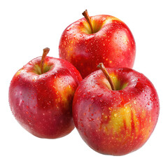 Three glossy red apples