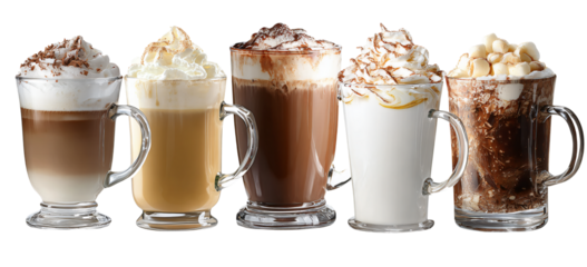 Indulge in decadent hot drinks with whipped cream and toppings