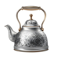 Elegant antique silver teapot with ornate floral design
